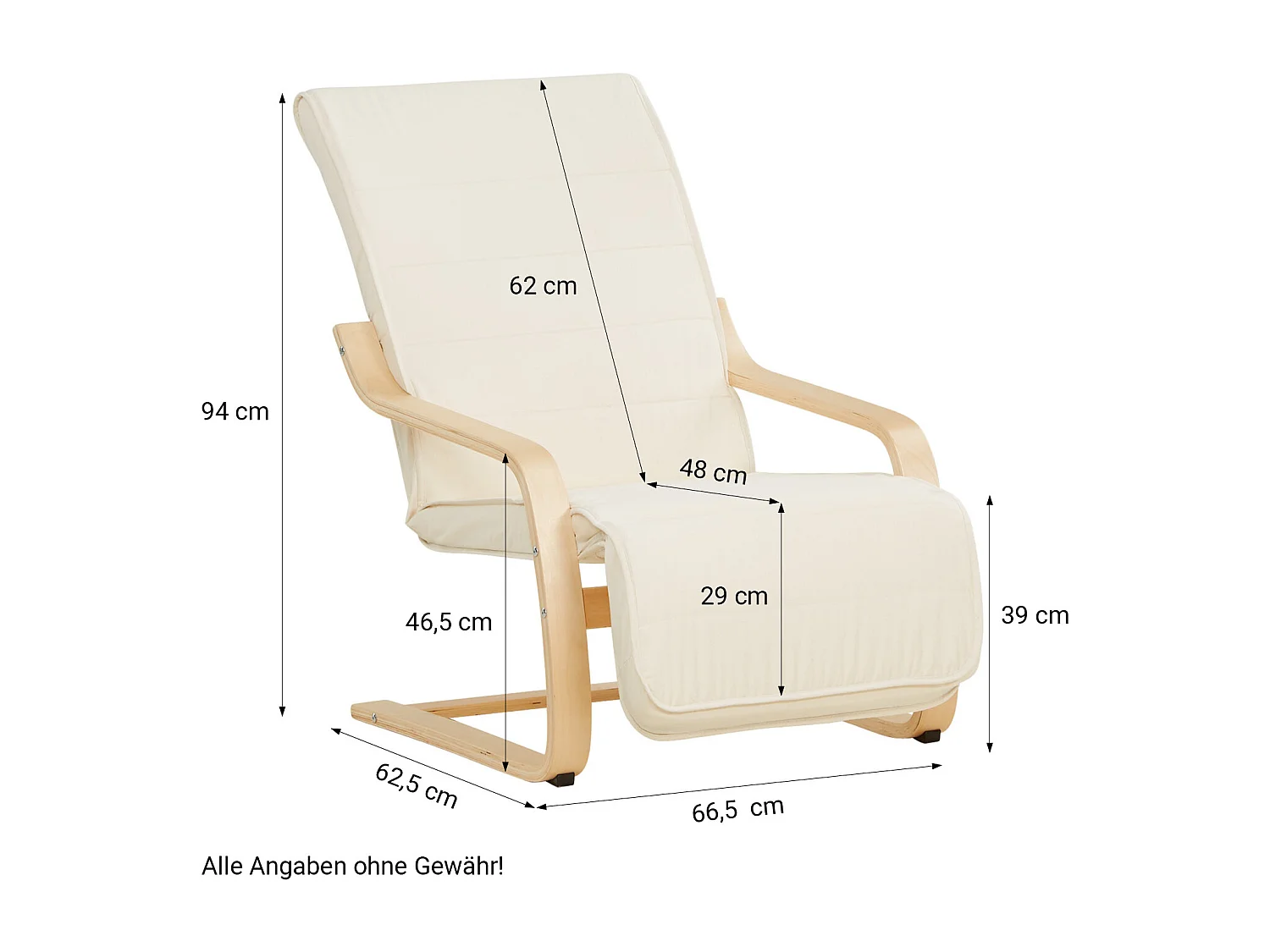 Fauteuil relax 66,5x94x62,5 cm naturel Eames