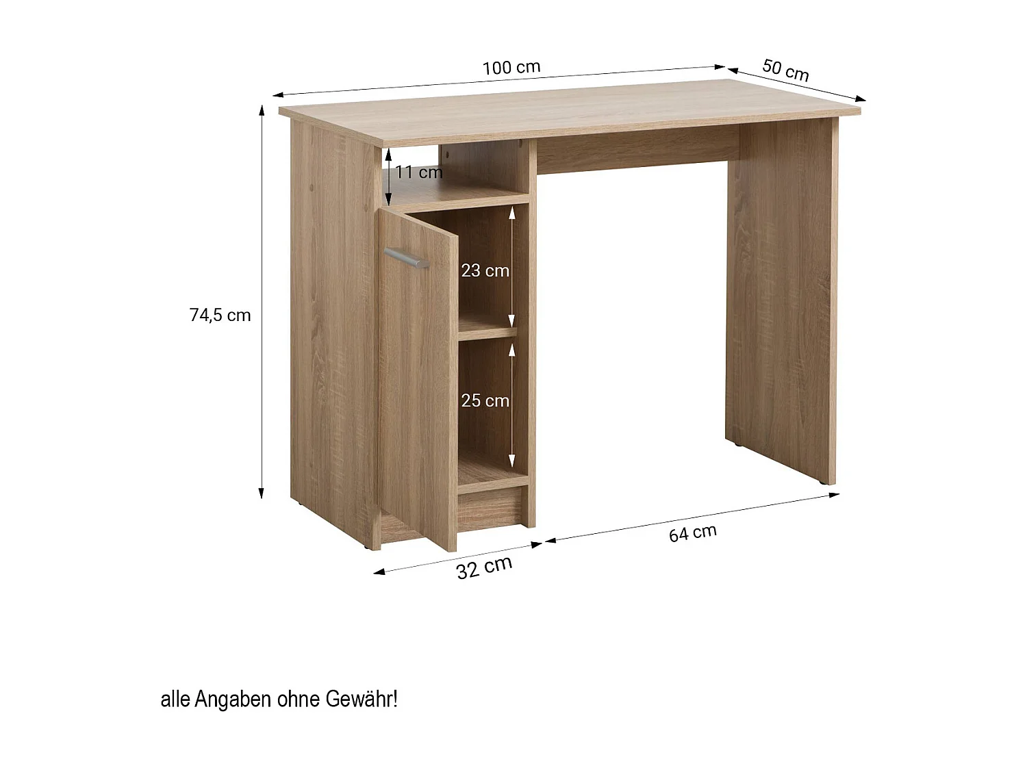 Scrivania per computer 100x50x74,5 cm naturale