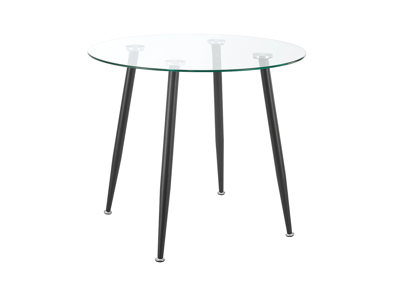 Tavolo da pranzo rotondo in vetro temperato acciaio 75 x 87 cm nero trasparente 03_0008707