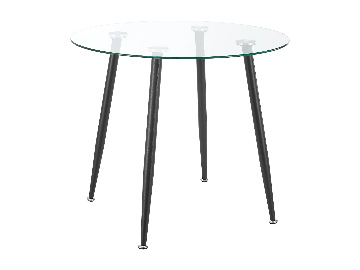 Mesa de jantar redonda vidro temperado aço 75 x 87 cm transparente preto 03_0008707