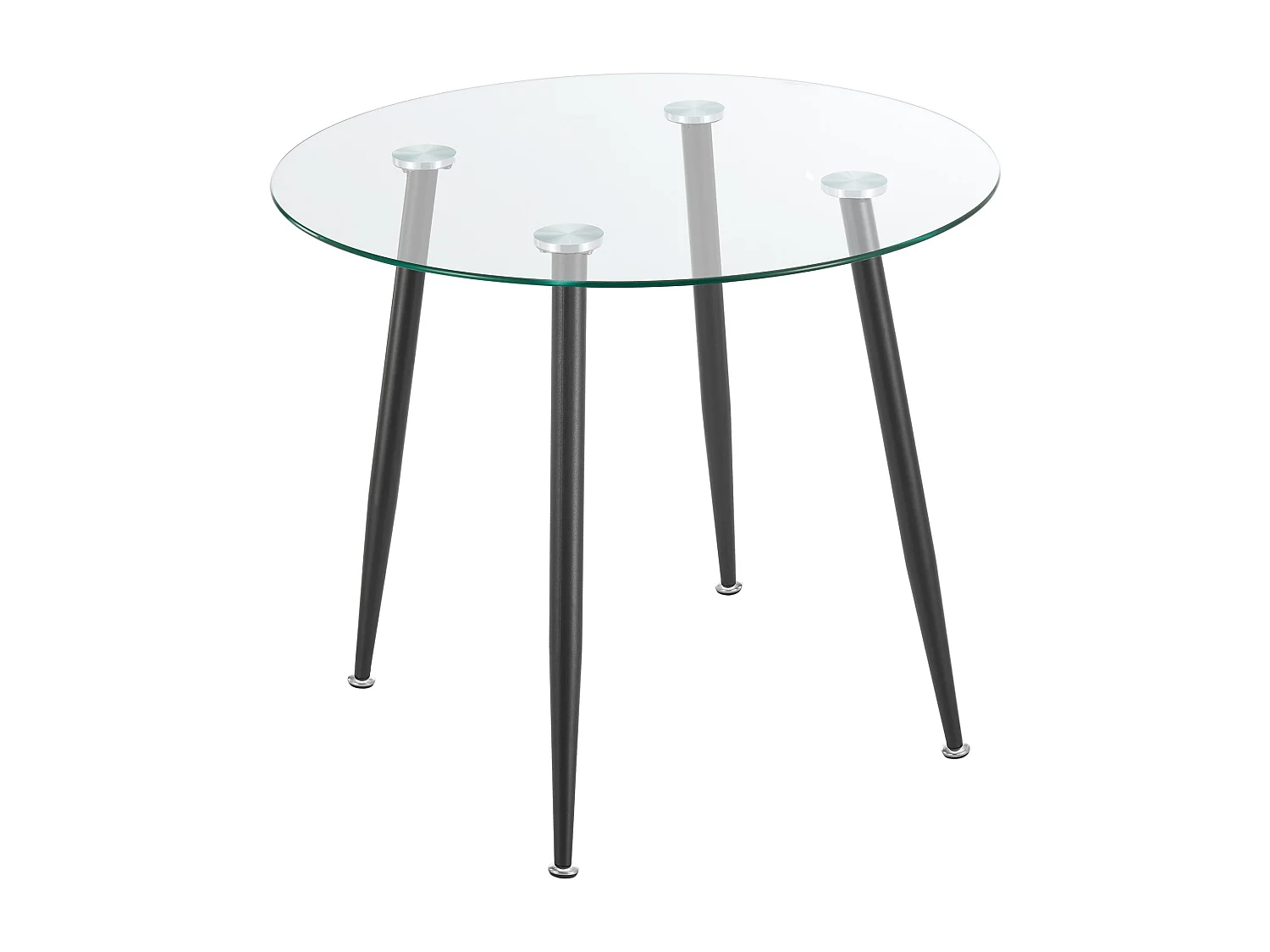 Mesa de jantar redonda vidro temperado aço 75 x 87 cm transparente preto 03_0008707