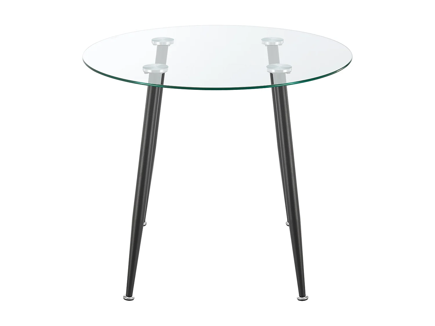 Mesa de jantar redonda vidro temperado aço 75 x 87 cm transparente preto 03_0008707