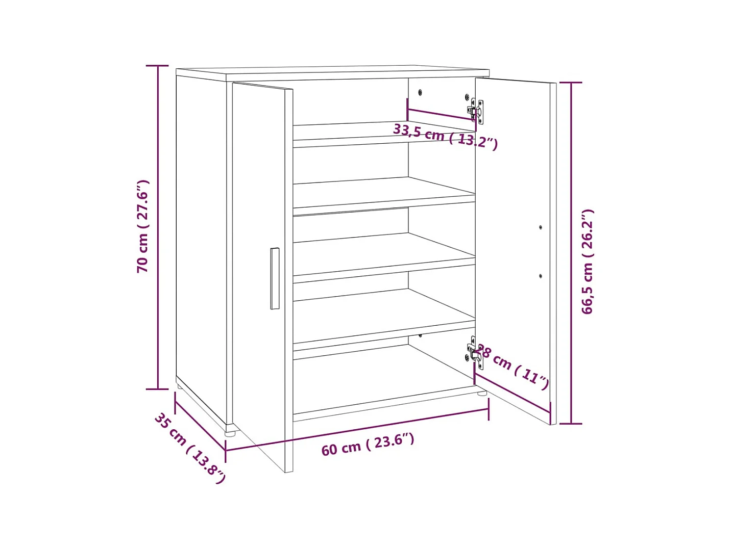 Meuble à chaussures sonoma bois marron 60 x 35 x 70 cm 02_0043430