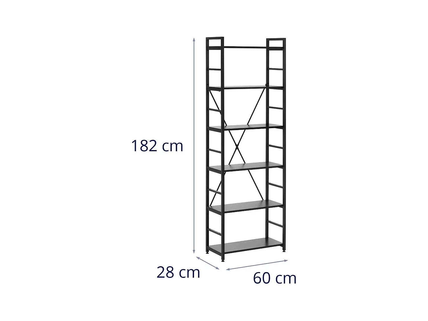 Étagère pour livre 28 noire 28 x 60 x 182 cm 14_0010255