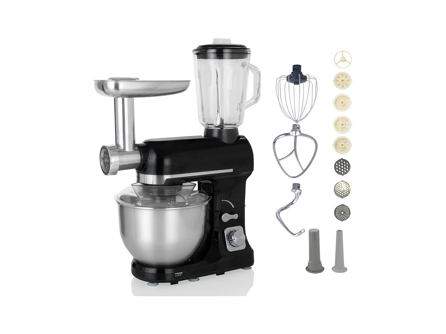 Robby Robot multifonctions 5l 1000w noir avec hachoir et blender 1,5l en verre - robimix noir