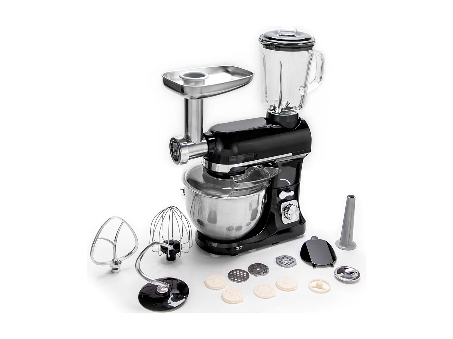 Robby Robot multifonctions 5l 1000w noir avec hachoir et blender 1,5l en verre - robimix noir