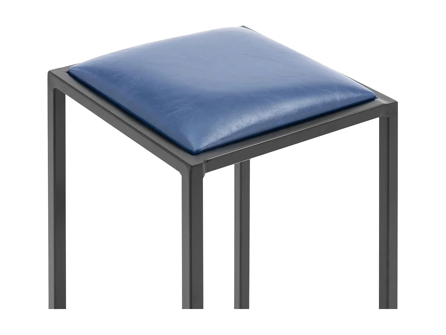 Juego de 2 taburetes de bar industriales con tapizado de PU y metal con recubrimiento en polvo negro y azul 14_0010063