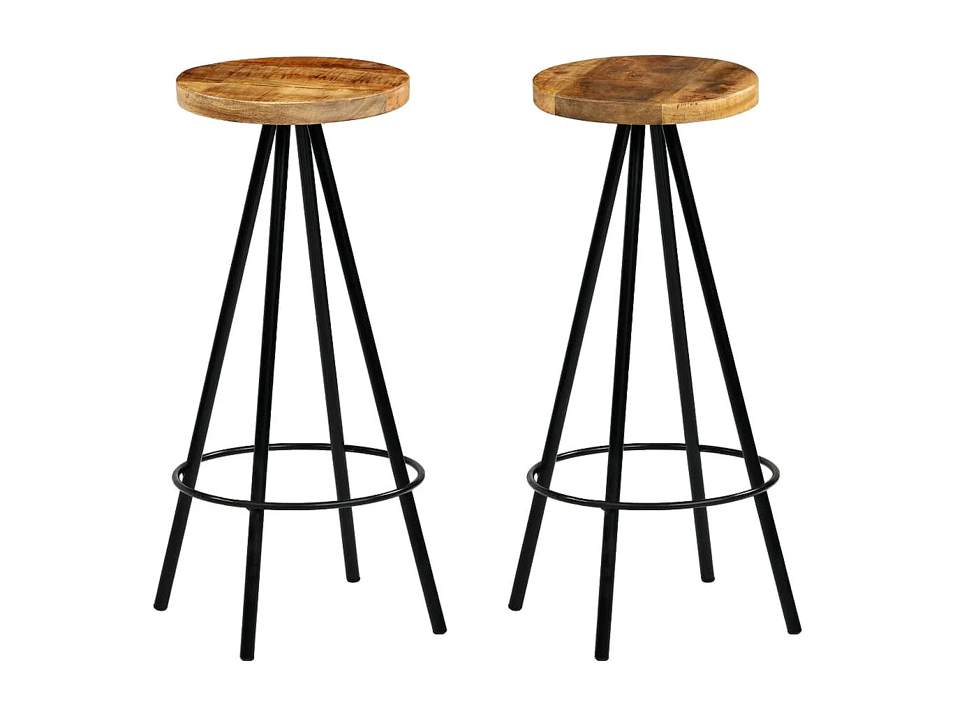 Conjunto de dois bancos de bar de design cadeira assento madeira maciça de manga 1202183