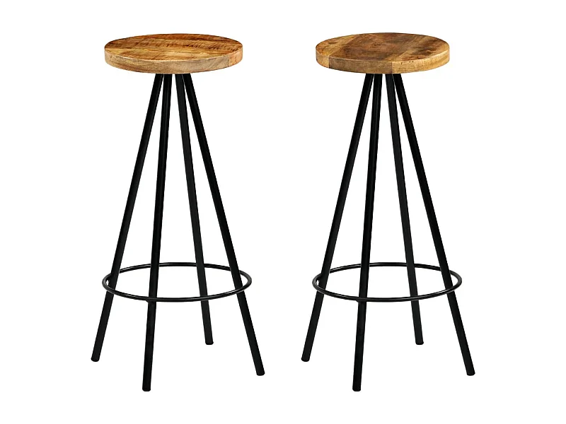 Lot de deux tabourets bois marron 30 x 30 x 76 cm 1202183