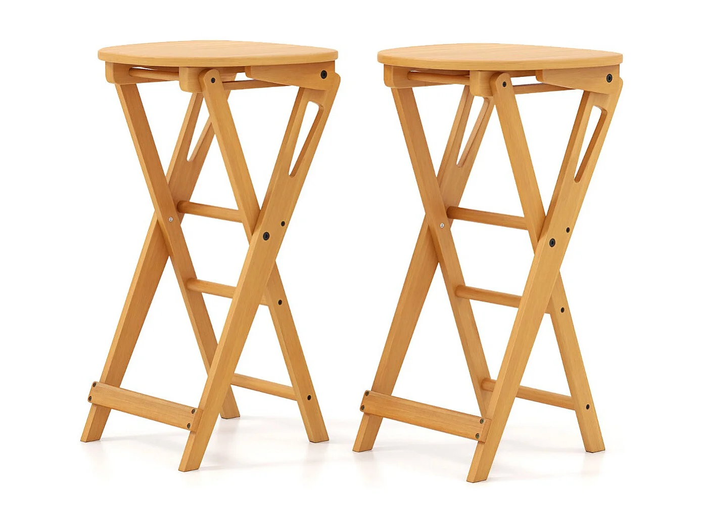 Conjunto de 2 bancos de bar dobráveis ​​de bambu banco alto cadeira de bar bistrô com apoio para os pés alças sem necessidade de montagem 36 x 33 x 61 cm 20_0005858
