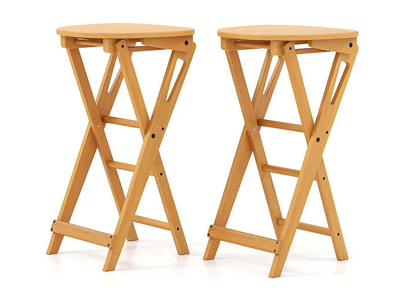 Conjunto de 2 bancos de bar dobráveis ​​de bambu banco alto cadeira de bar bistrô com apoio para os pés alças sem necessidade de montagem 36 x 33 x 61 cm 20_0005858