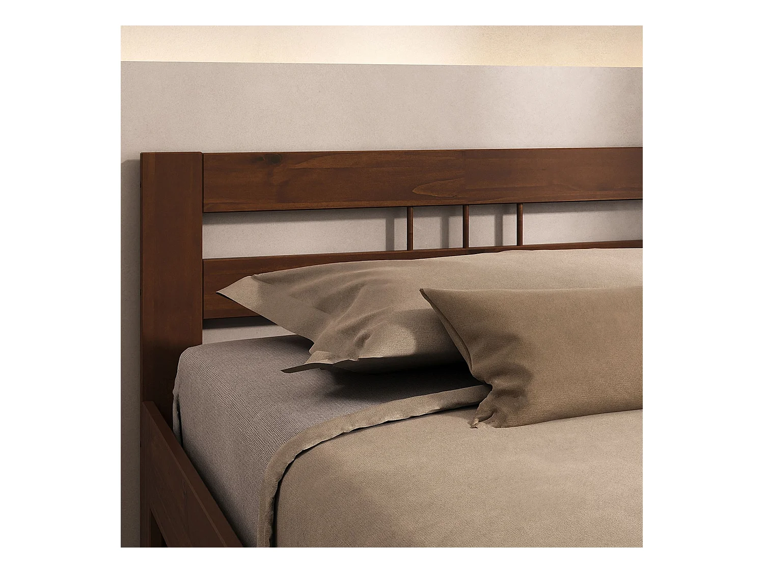 Lit simple THEO 100 x 200 cm lit pour enfant en pin massif coloris châtaignier, avec tête de lit