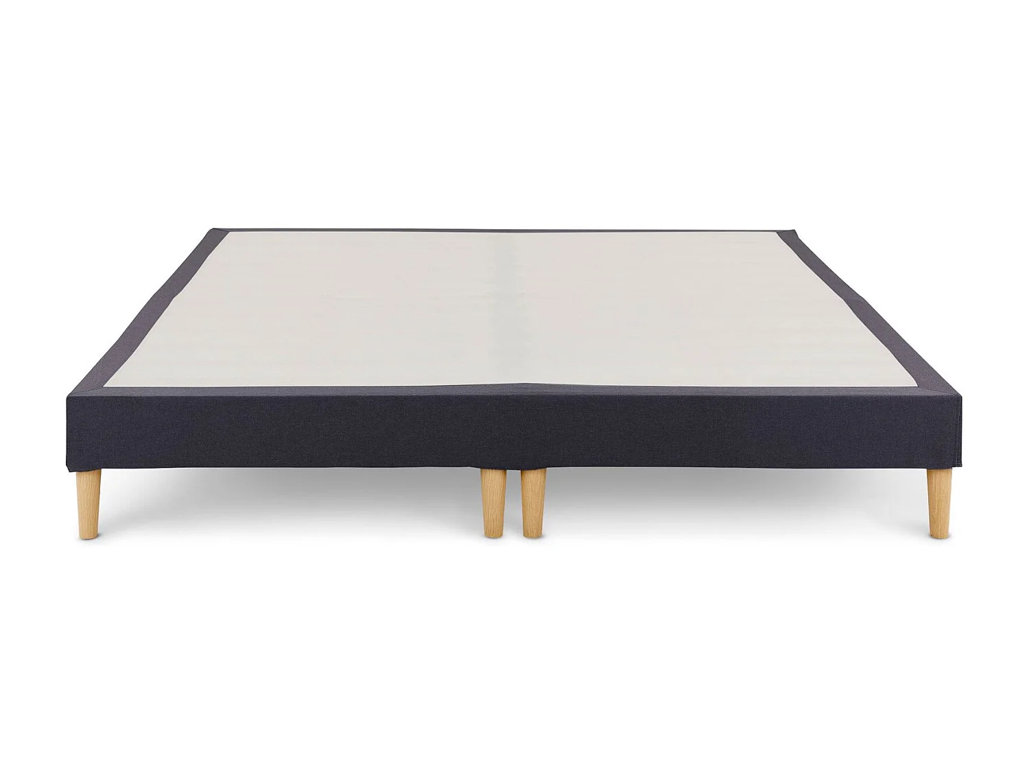 Sommier tapissier RENNES 180 x 200 cm structure en bois et revêtement en tissu noir, cadre de lit avec pieds