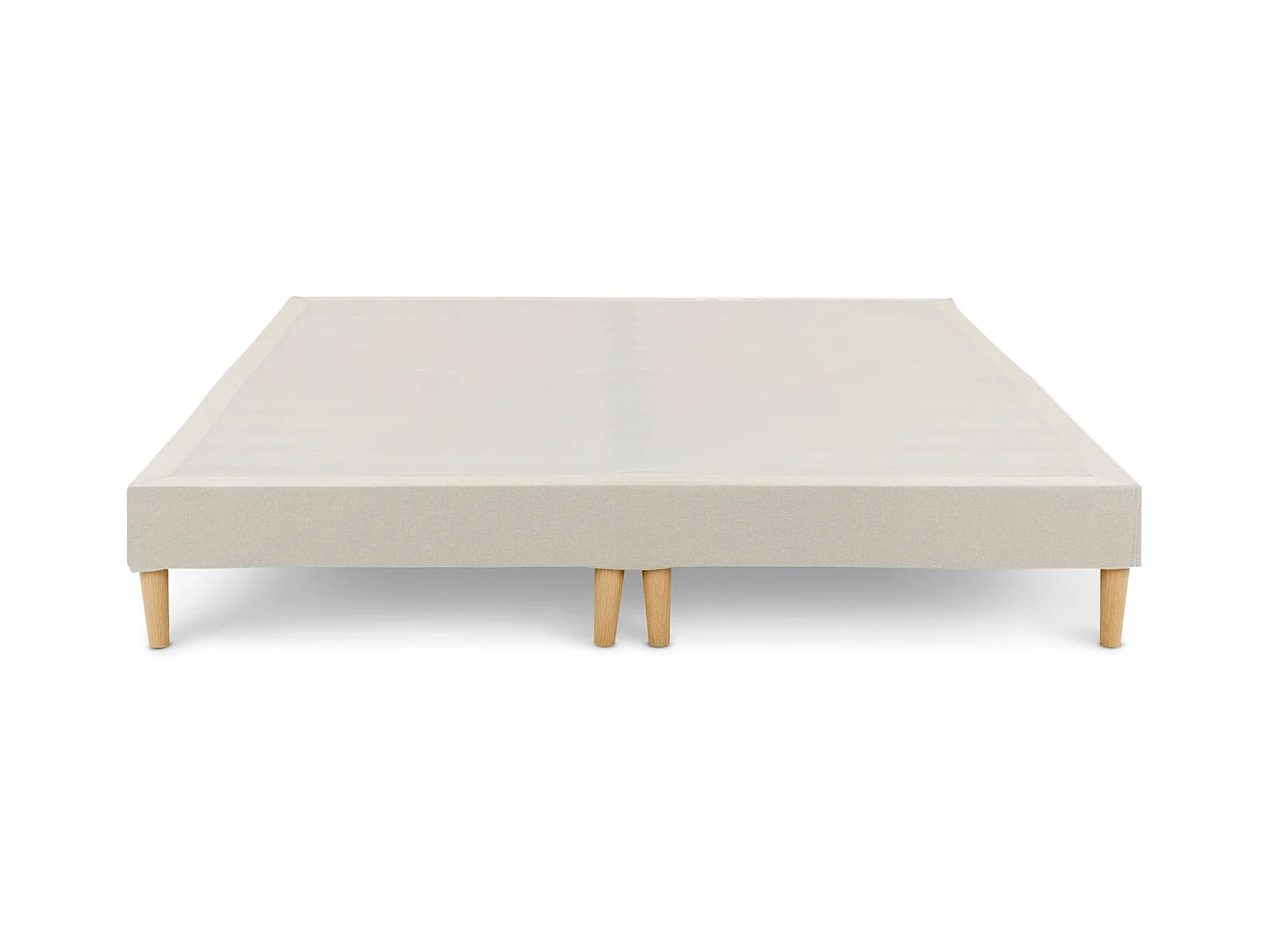 Sommier tapissier RENNES 180 x 200 cm structure en bois et revêtement en tissu beige, cadre de lit avec pieds