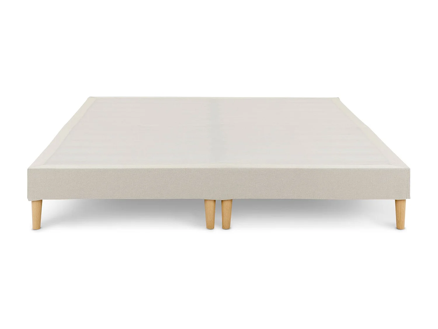 Sommier tapissier RENNES 180 x 200 cm structure en bois et revêtement en tissu beige, cadre de lit avec pieds