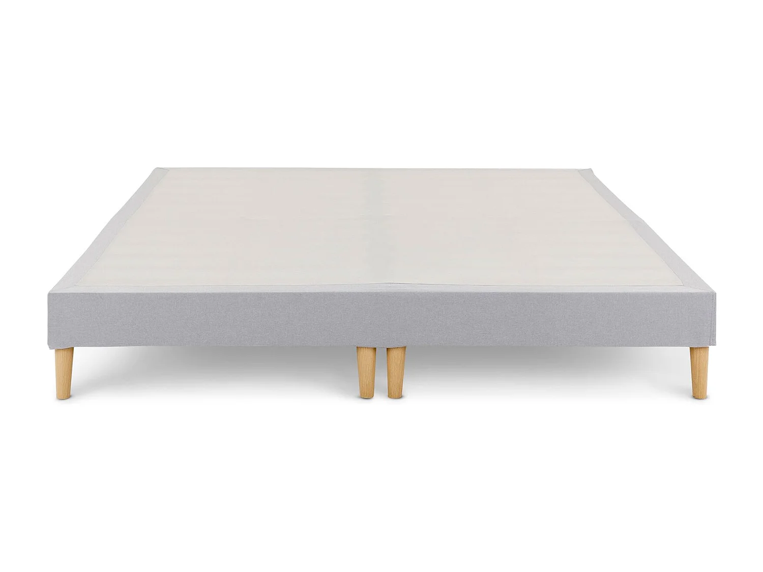 Sommier tapissier RENNES 180 x 200 cm structure en bois et revêtement en tissu gris, cadre de lit avec pieds