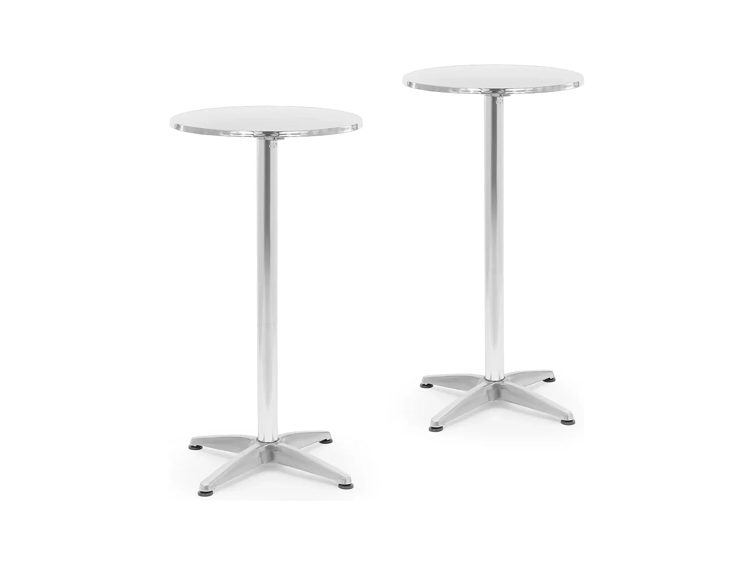 Set di 2 tavoli rotondi diametro 60 cm pieghevoli regolabili in altezza acciaio inox 14_0010034