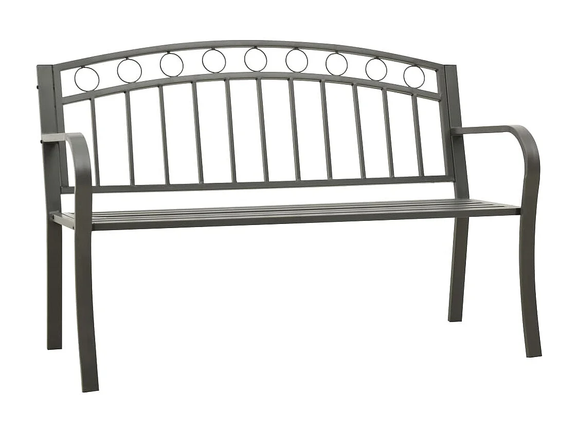 Banco de jardim mobiliário de exterior para pátio terraço cinza 120 cm aço 02_0011728