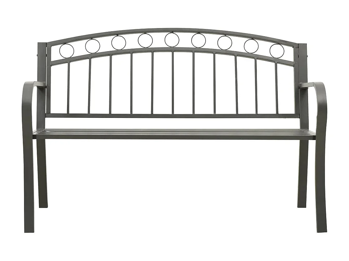 Banco de jardim mobiliário de exterior para pátio terraço cinza 120 cm aço 02_0011728