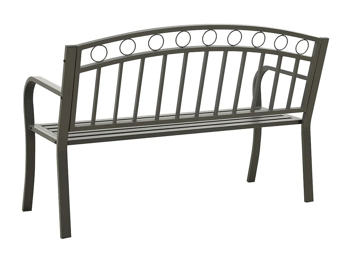 Banco de jardim mobiliário de exterior para pátio terraço cinza 120 cm aço 02_0011728