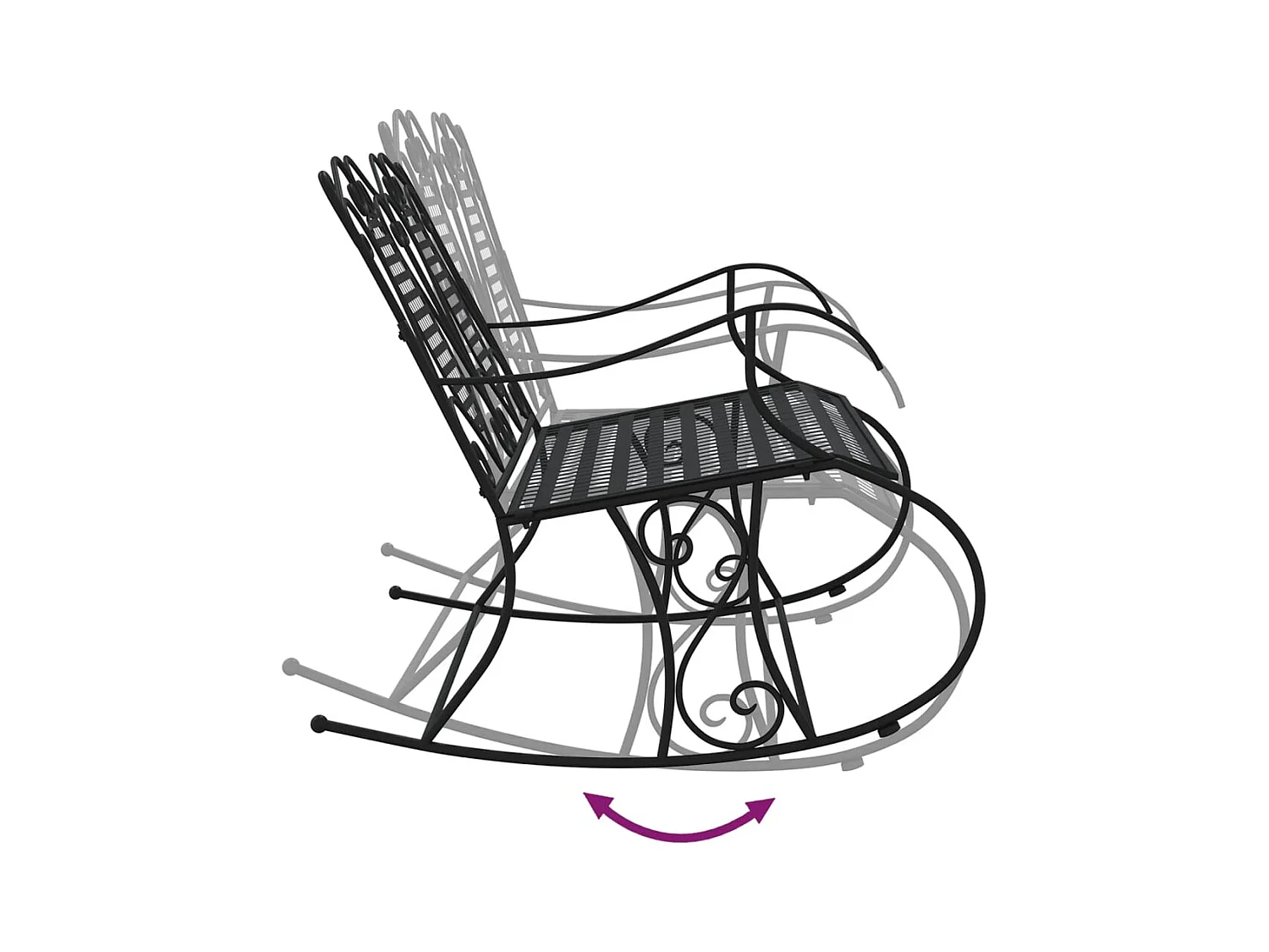 Banc de jardin meuble noire 113 x 84 x 94 cm 02_0011846