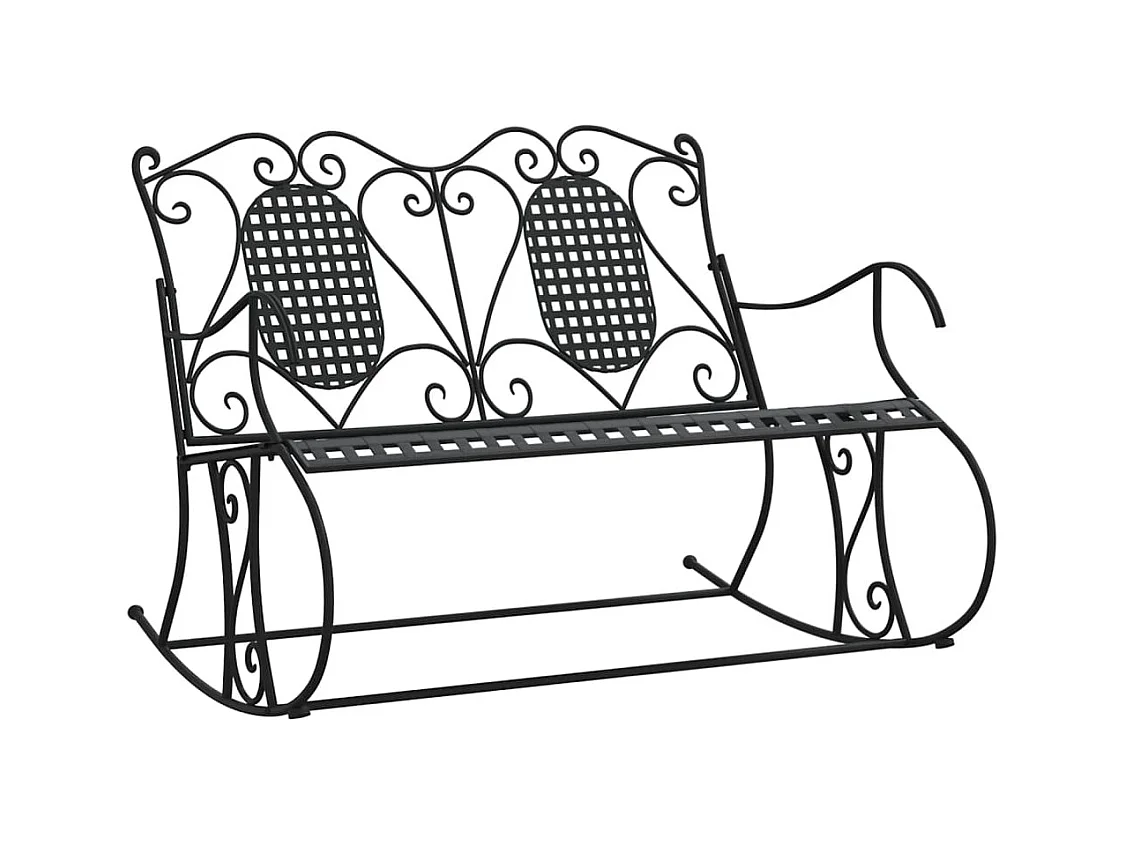 Panca da giardino arredo da giardino per esterni terrazza a dondolo 2 posti 113 cm acciaio nero 02_0011846