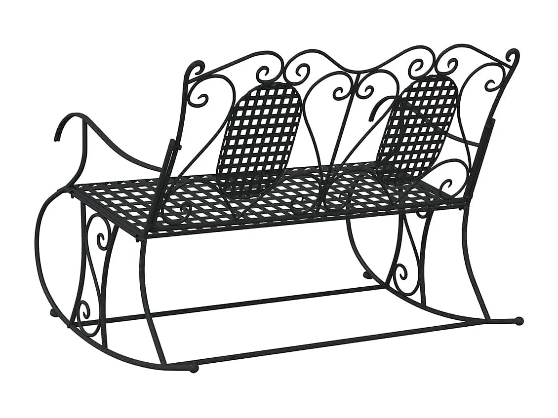 Panca da giardino arredo da giardino per esterni terrazza a dondolo 2 posti 113 cm acciaio nero 02_0011846