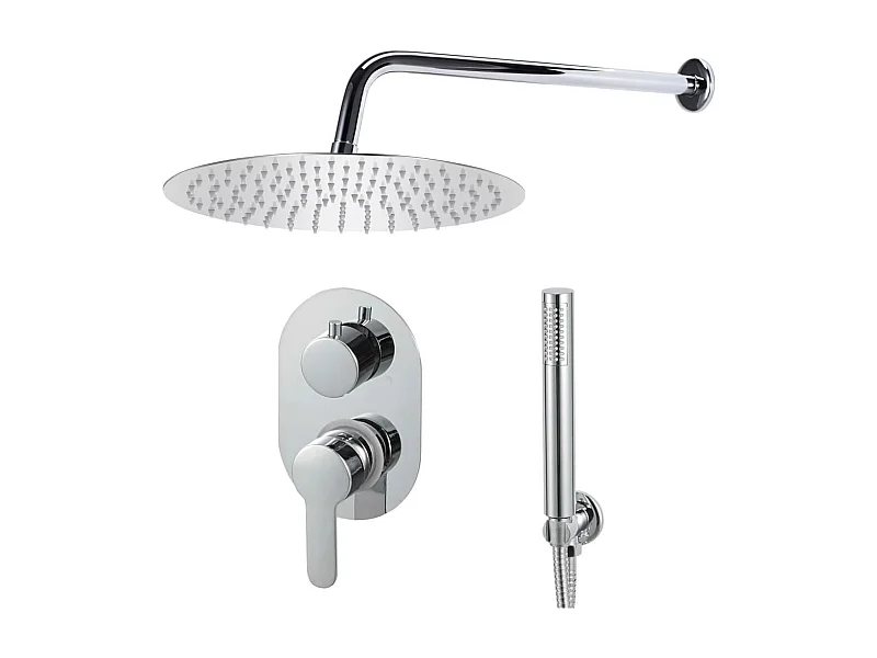 Conjunto completo sistema de chuveiro cabeça de chuveiro aço inoxidável prata 02_0003104