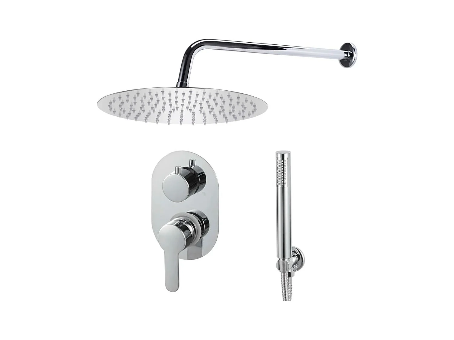 Set completo sistema de ducha rociador de ducha acero inoxidable plateado 02_0003104