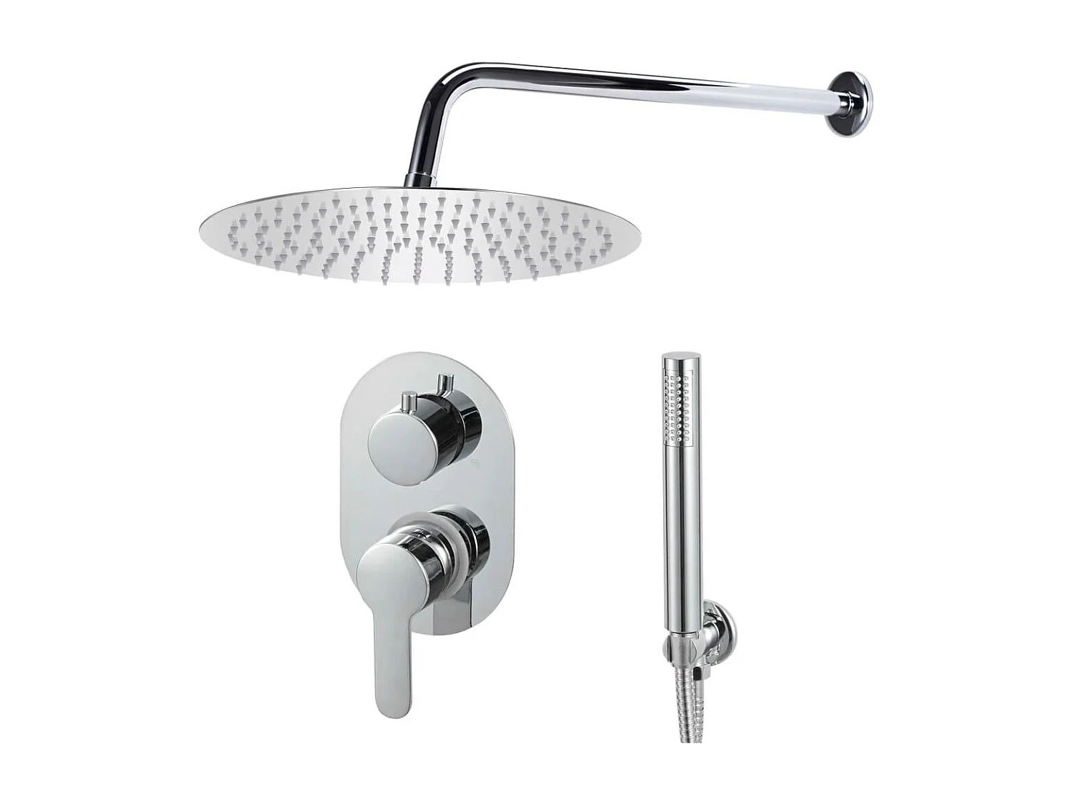 Conjunto completo sistema de chuveiro cabeça de chuveiro aço inoxidável prata 02_0003104