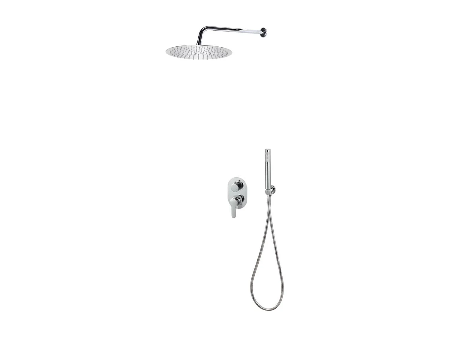 Conjunto completo sistema de chuveiro cabeça de chuveiro aço inoxidável prata 02_0003104