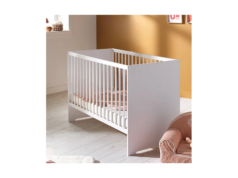 Chambre complète bébé avec lit 120x60cm et commode à langer 3 tiroirs BASIC - BabyPrice