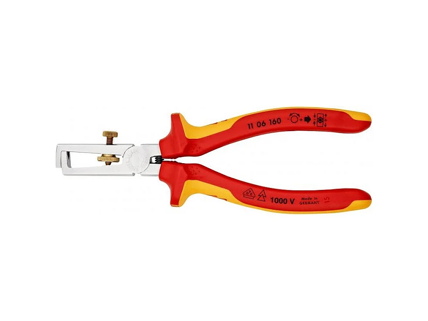 Pince à dénuder avec ressort d ouverture isolante 1000V KNIPEX 11 06 160