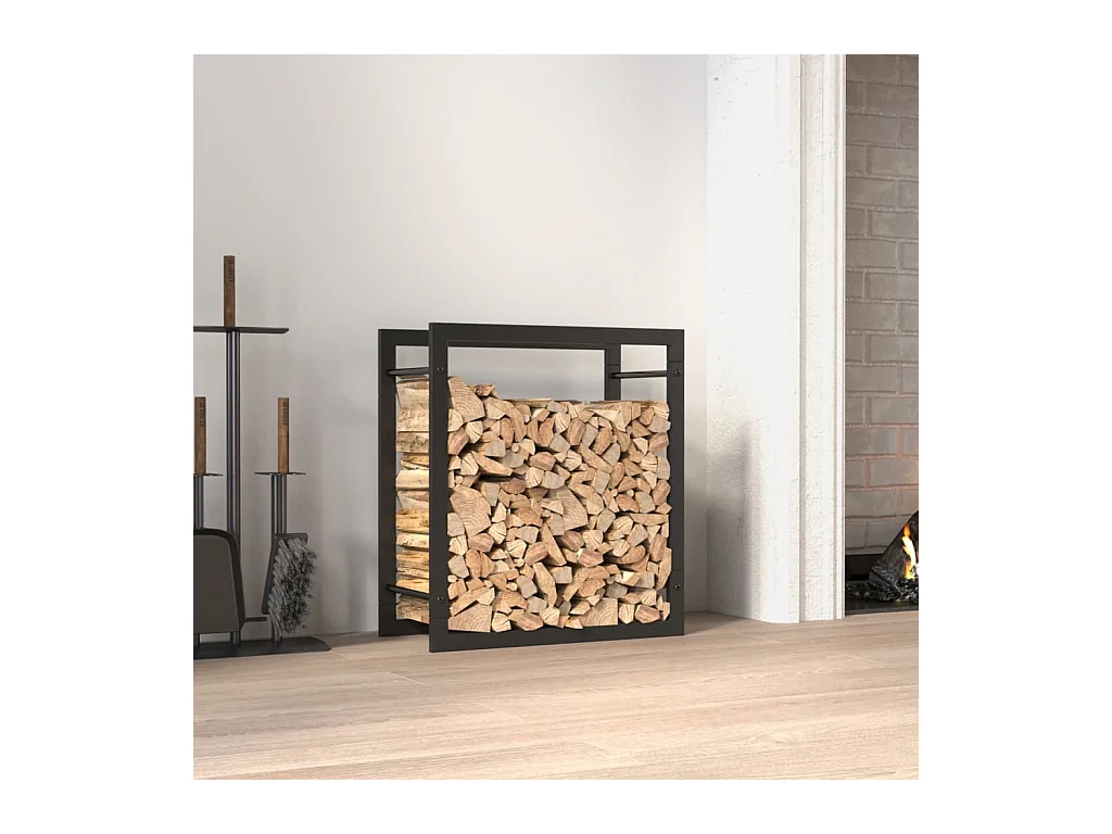 Portant de bois de chauffage Noir mat 50x28x56 cm Acier