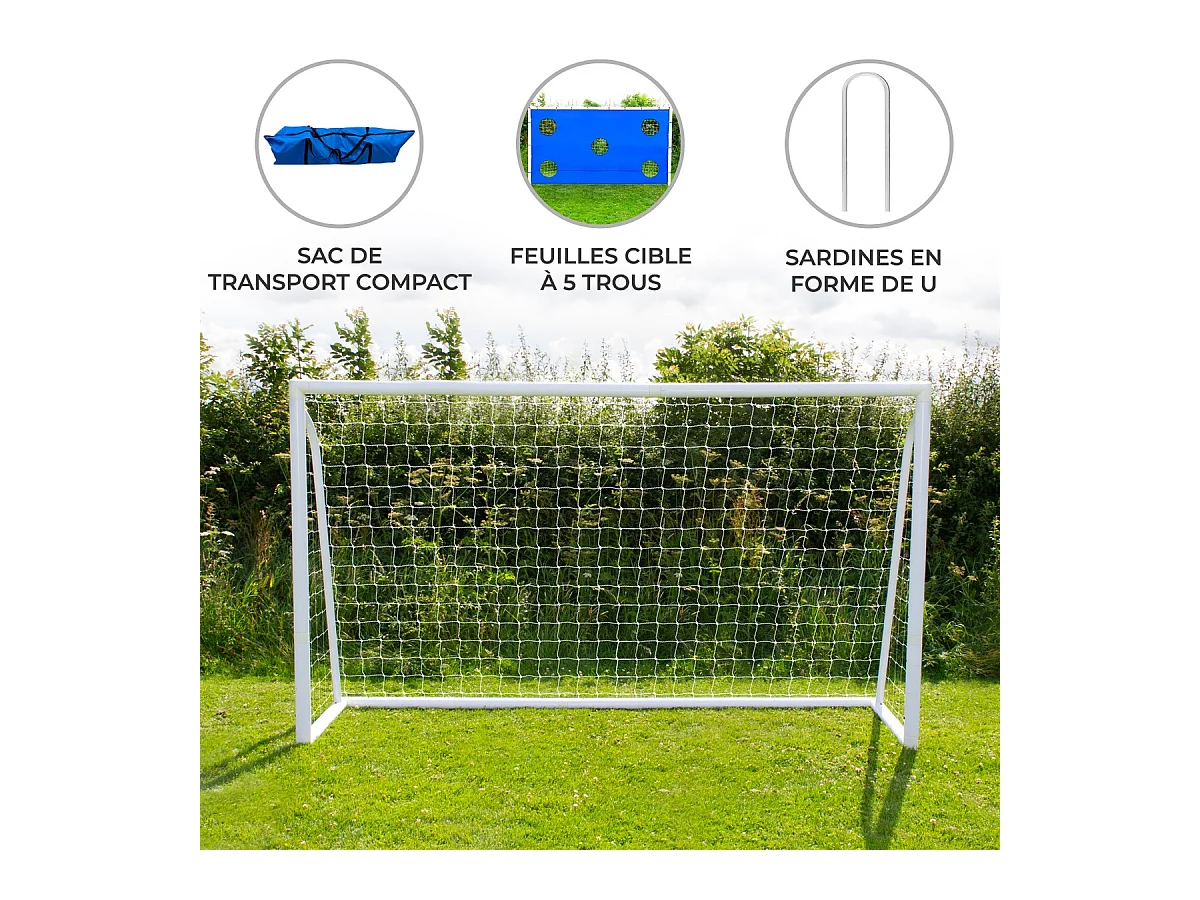 Portería Fútbol Impermeable Plegable Portátil 366x184cm Estuche Transporte y Hoja Meta