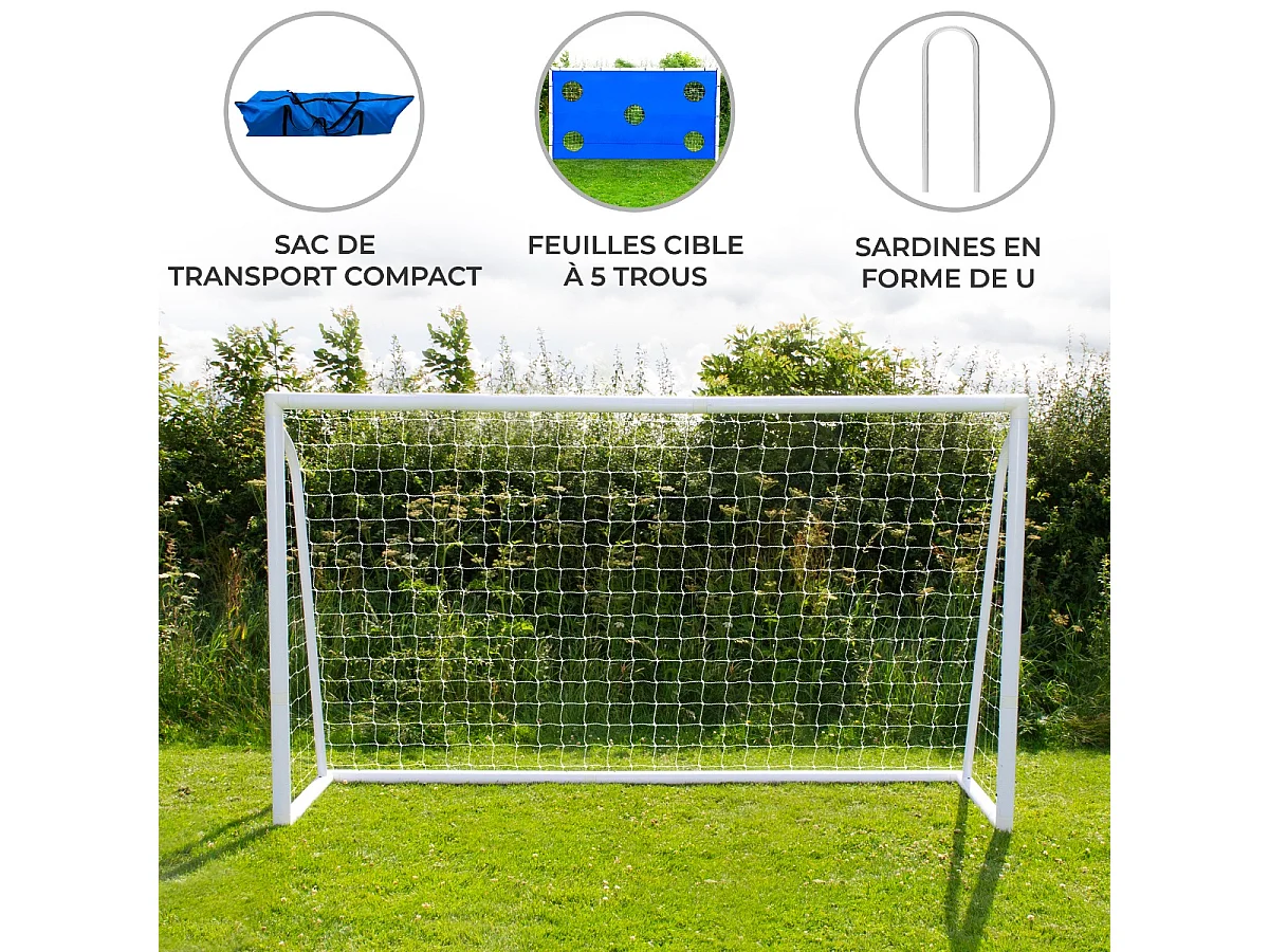 Portería Fútbol Impermeable Plegable Portátil 366x184cm Estuche Transporte y Hoja Meta