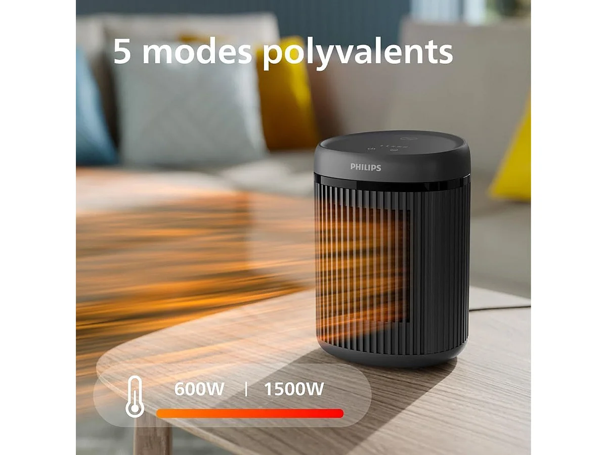 Chauffage d'appoint - PHILIPS - CX2120/01 - 1500 W - 15 m² - Noir