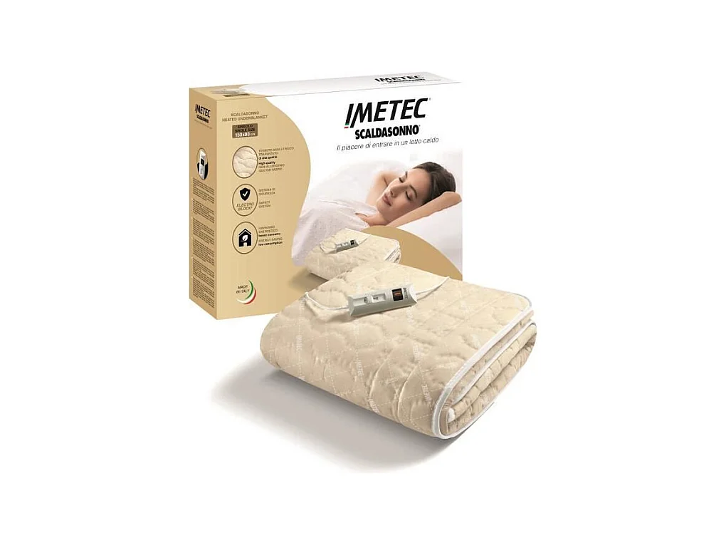 Surmatelas Chauffant - Imetec - Chauffe-lit Pour Lit Double 150 x 80 cm - 2 Commandes avec 2 Températures - Lavable