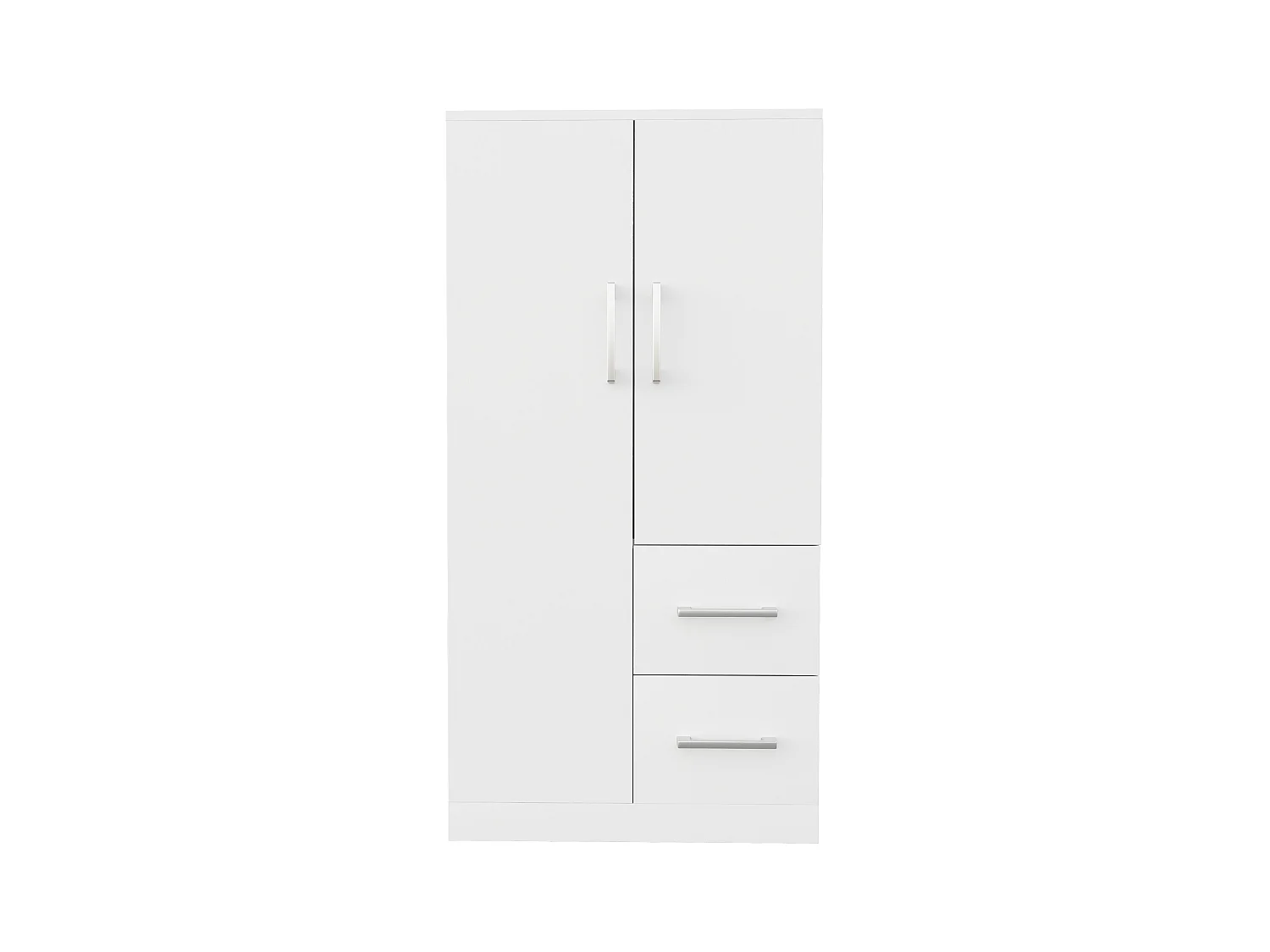 Armoire 70x40x135 cm - 2 portes - 2 tiroirs - avec compartiments de rangement - blanc