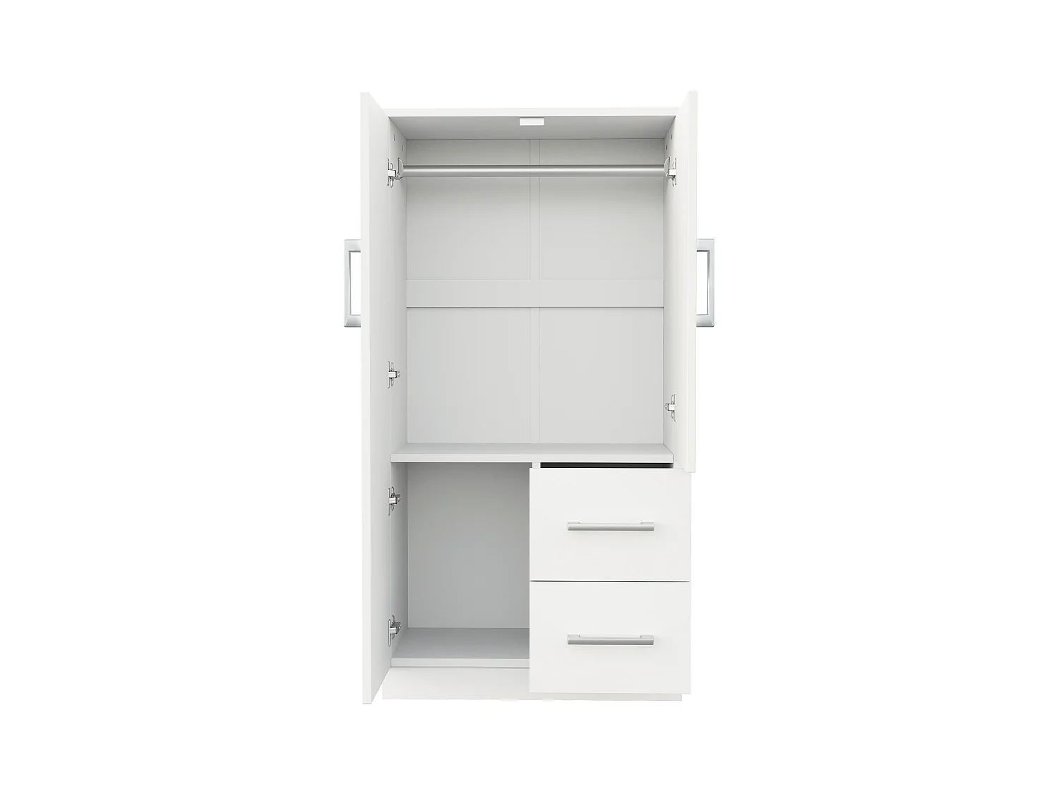 Armoire 70x40x135 cm - 2 portes - 2 tiroirs - avec compartiments de rangement - blanc