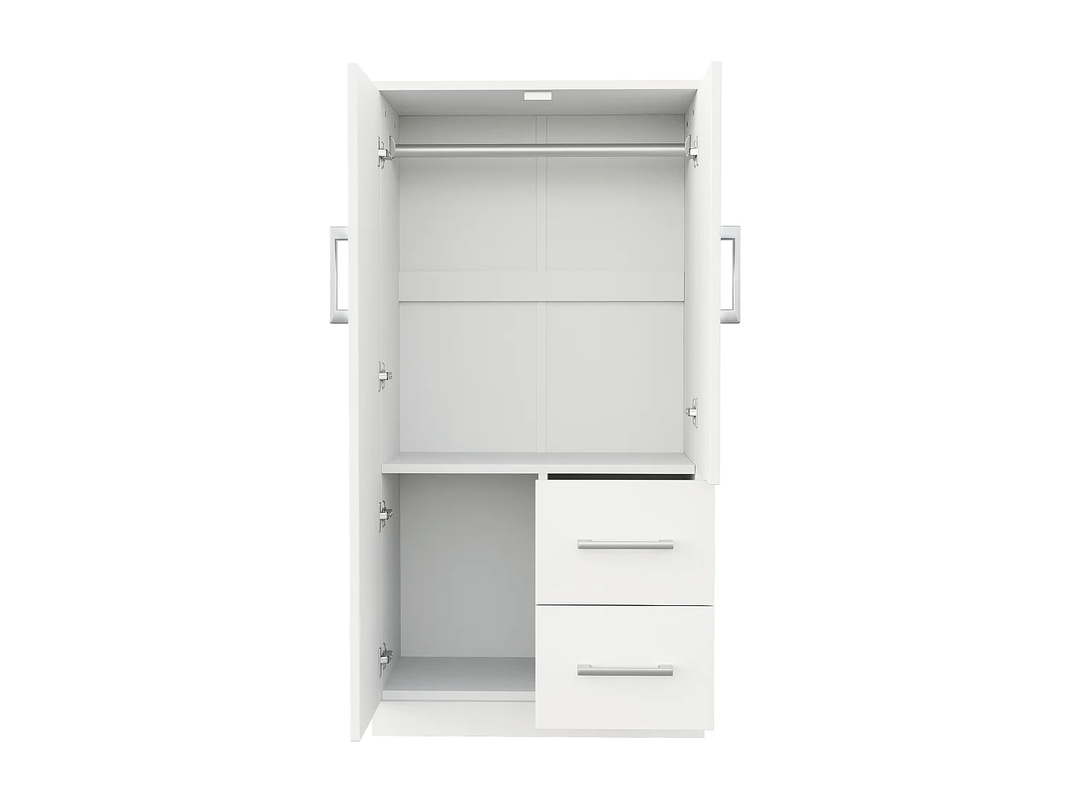 Kleiderschrank 70x40x135 cm - 2 Türen - 2 Schubladen - mit Staufächern - weiß