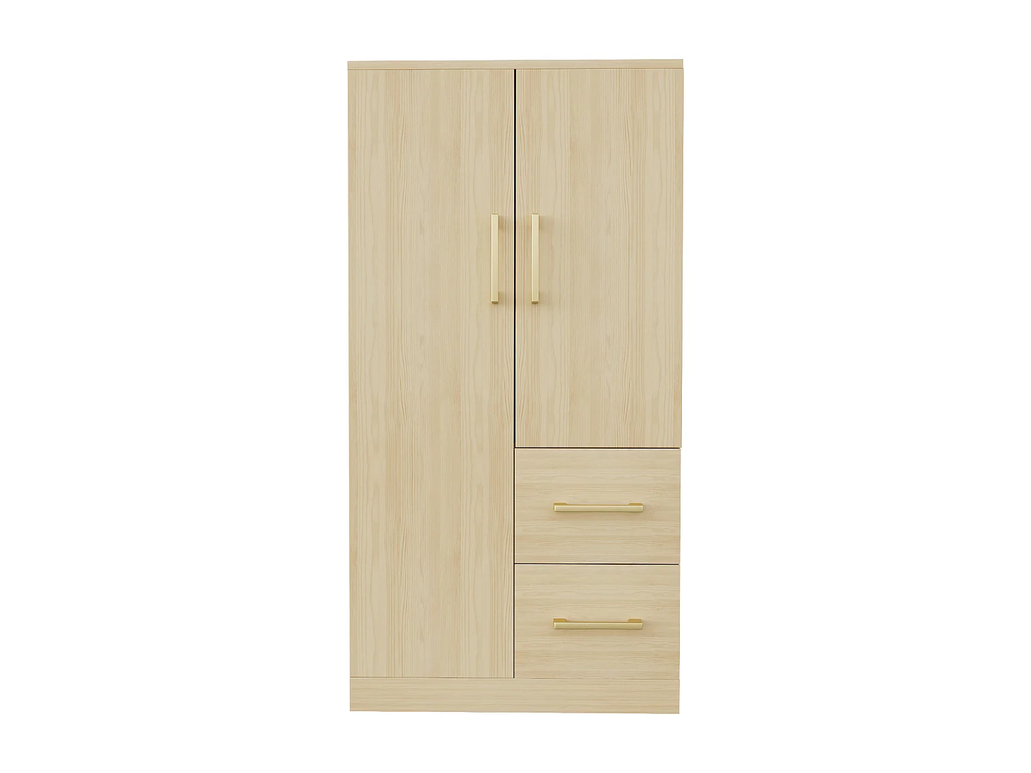 Kleiderschrank 70x40x135 cm - 2 Türen - 2 Schubladen - mit Staufächern - natur