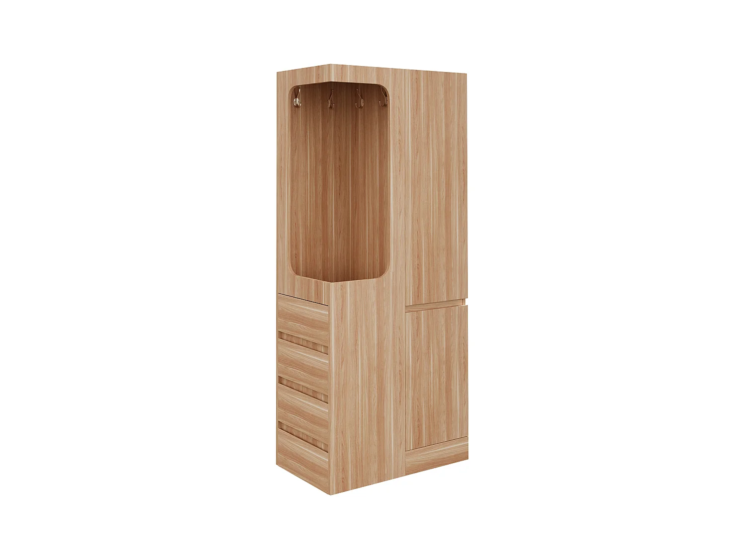 Armoire 70x40x170 cm - avec 4 tiroirs - avec 2 portes - avec compartiments de rangement - naturel