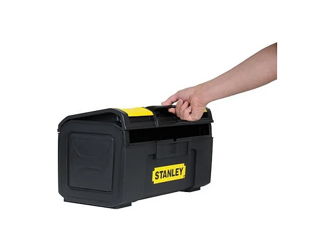 Boîte à Outils 40 cm Ouverture 1 main Stanley - Structure Robuste & Plateau Porte-Outils Mobile