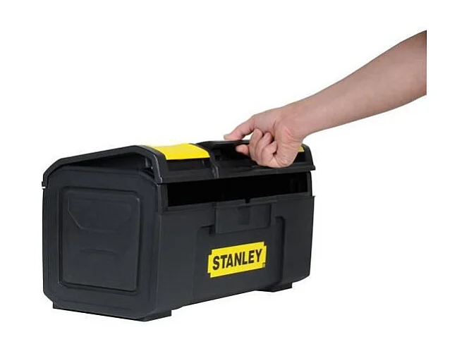 Boîte à Outils 40 cm Ouverture 1 main Stanley - Structure Robuste & Plateau Porte-Outils Mobile