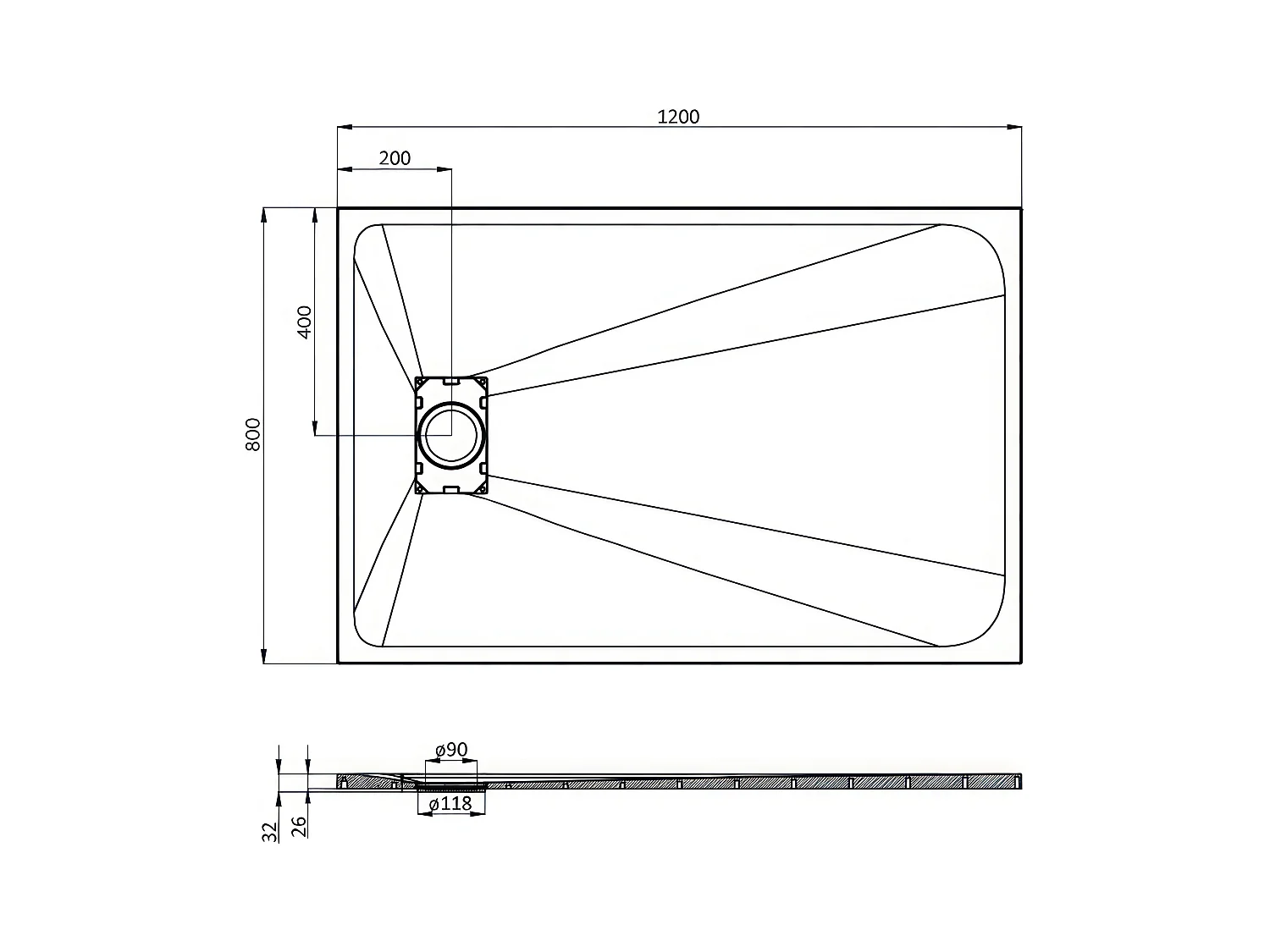 Receveur de douche VIDAR 120x80 Rectangle Blanc + Paroi de douche à l'italienne KETIL Chrome 100x195 Verre transparent + Raclette de douche
