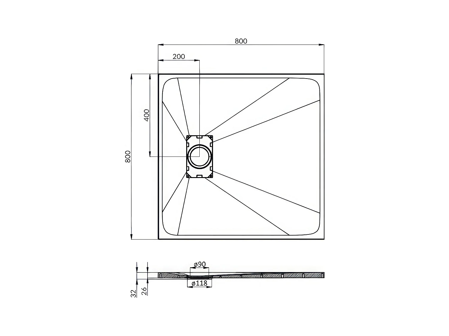 Receveur de douche VIDAR 80x80 Carré Blanc + Paroi de douche à l'italienne KETIL Chrome 80x195 8 mm Transparent Nano Verre