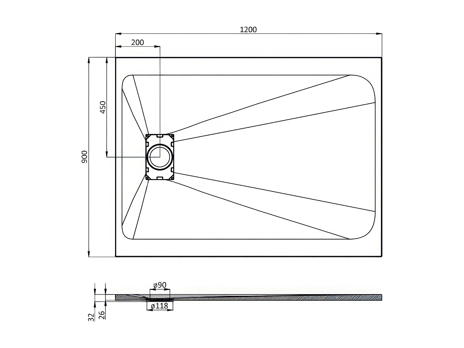 Receveur de douche VIDAR 90x120 Rectangle Noir + Paroi de douche à l'italienne KETIL noir 120x195 8 mm Transparent Verre + Raclette de douche