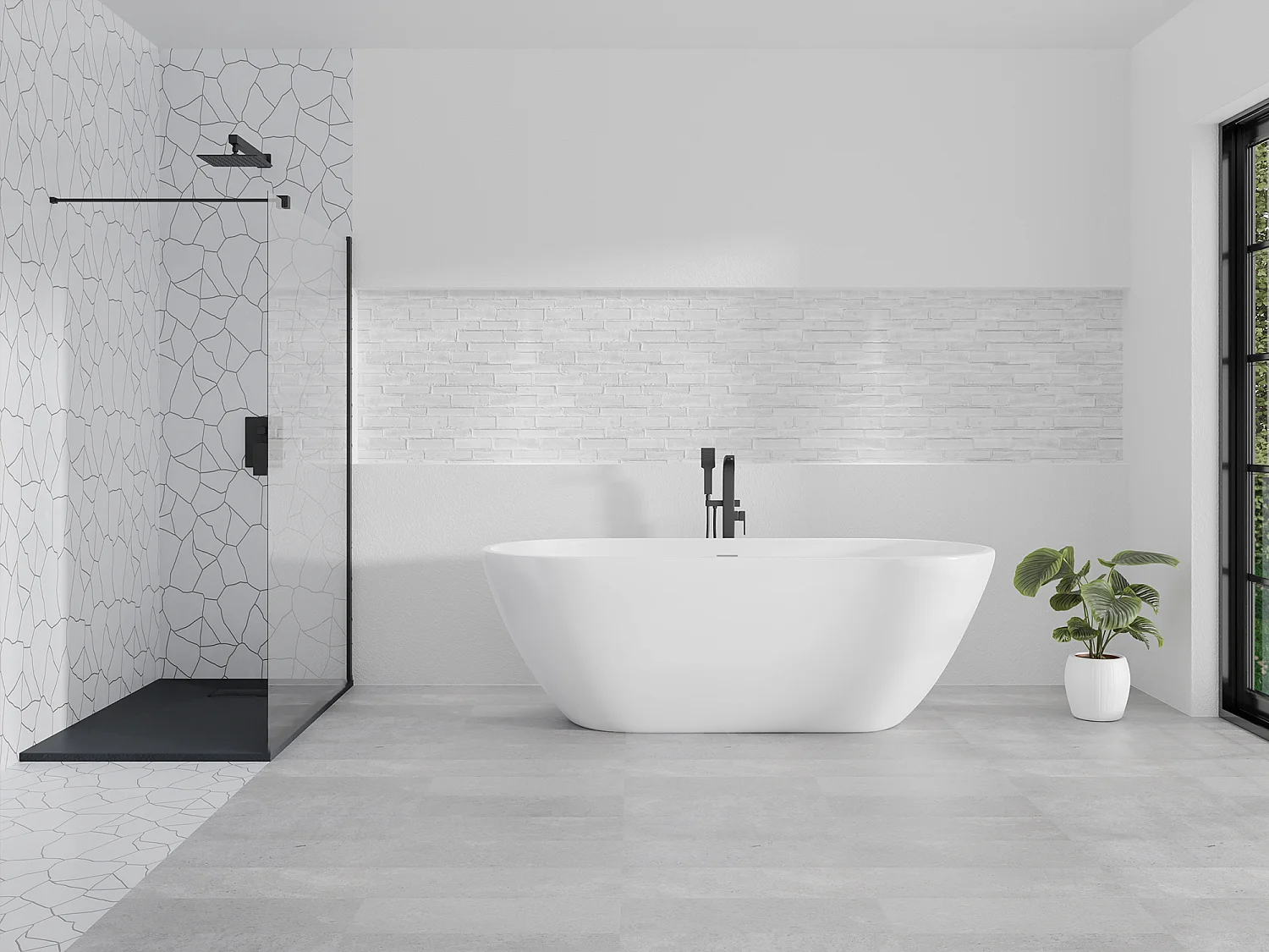 Paroi de douche à l'italienne Walk-In KETIL Noir 120x195 cm 8 mm Transparent Nano verre