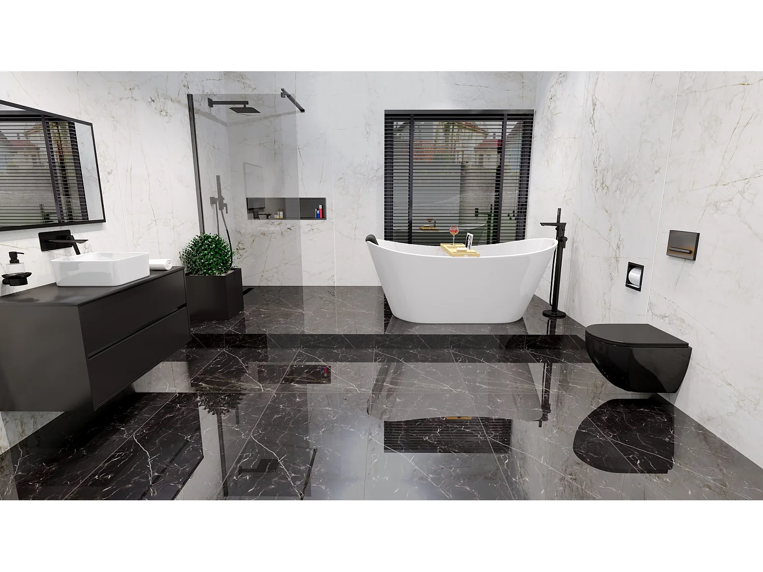 Paroi de douche à l'italienne Walk-In KETIL Noir 120x195 cm 8 mm Transparent Nano verre